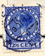 Netherlands 1924, Queen Wilhelmina in blue, 12 1/2 cents