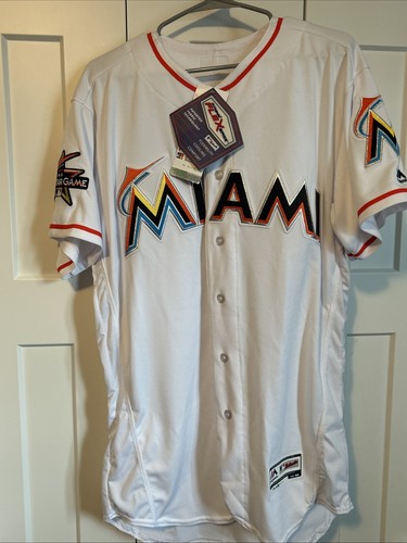 Majestic FLEX Base Giancarlo Stanton Miami Marlins White Jersey 44 w/ASG Patch🔥