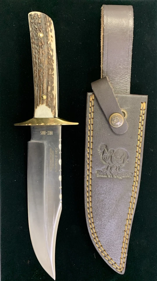 Hen & Rooster HRI-805 Bowie Large Fixed Blade Knife W/ Leather Sheath NIB  - Image 4 of 4