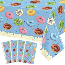 Pack Donut Party Tablecloth Sprinkle Donut Theme Party Decorations Large 4 Blue