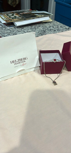 Helzberg Diamonds 3mm Sterling Silver Heart Ruby adjustable Bolo Bracelet