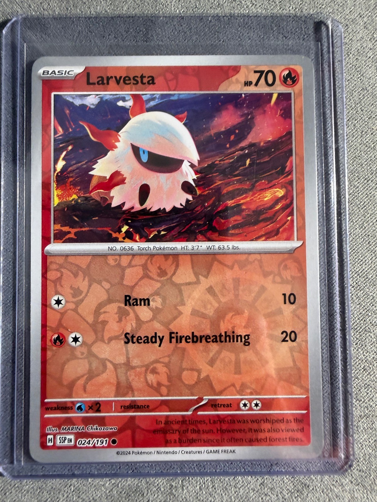 Larvesta 024/191 Common Surging Sparks Pokemon Reverse Holo Near Mint