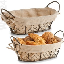Brotkorb Obstkorb Metall Leinen Brot Deko Korb Körbe Körbchen Frühstückskorb