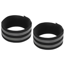 Reflective Bands for Arm Wrist Ankle Leg 14x2 Inch Strip Black 2 Pack
