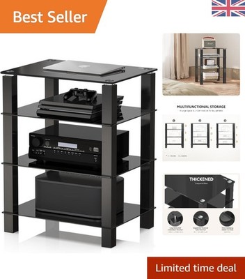 Robuster schwarzer 4-stufiger Glas TV Ständer & AV Rack mit gehärtetem Sicherheitsglas f...