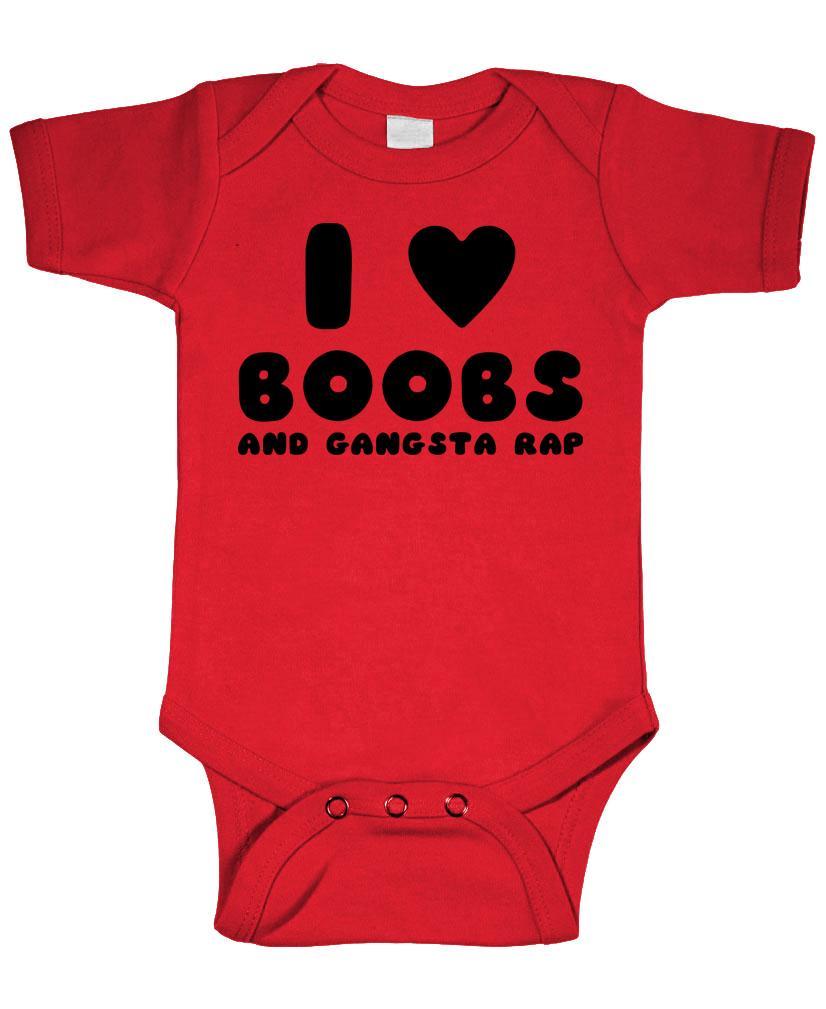 ワンピース I HEART BOOBS AND GANGSTER RAP - hip hop - Cotton Infant Bodysuit