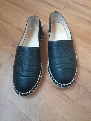 Chanel Espadrilles Black Lambskin Leather EU.37 US. 7 - Picture 9 of 15
