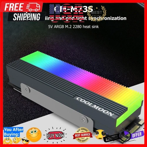 COOLMOON CM-M2A ARGB SSD Heatsink Cooler M.2 2280 Solid State Hard Disk Radiator