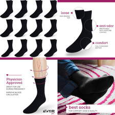 12 Circulatory Diabetic Socks Short Cotton Crew Cushion Non-Binding Neuropathy 