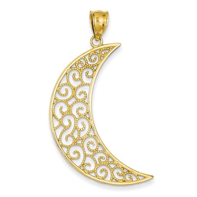 14 Karat Gelbgold filigraner Mond Anhänger K4809