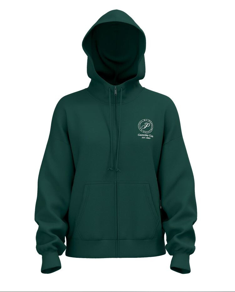 VICTORIA'S SECRET PINK Ivy Fleece Campus Zip Hoodie Deep Forest