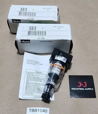 *NEW* [2] Parker 14F11BB Particulate Filter Polycarbonate Bowl 1/4'' + Warranty!