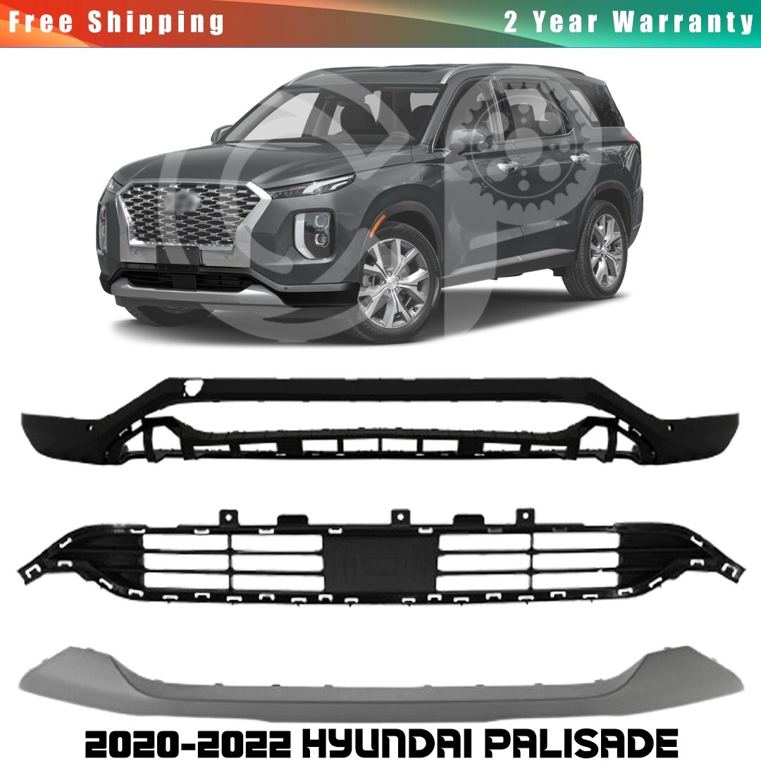 2020-2022 Hyundai Palisade Front Bumper Cover Pair & Skid Plate For ...