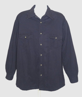 St Johns Bay Jacket Men's Sz XL Blue Fleece Lined Button Up Canvas