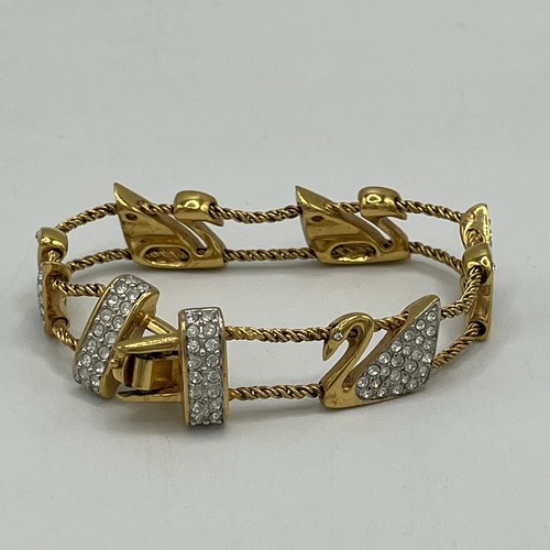 Swarovski Schmuck Set schwanenförmiges Armband Ohrringe Charm Kristalle Goldton - Bild 5 von 11