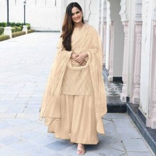 Viscose Rayon Beautiful Kurti Set Indian Designer Kurta Sharara Dupatta Set