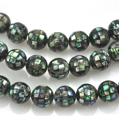 Abalone Mosaikkugeln 10 mm Perlen Paua Muschel / Perlmutt zur Schmuckherstellung