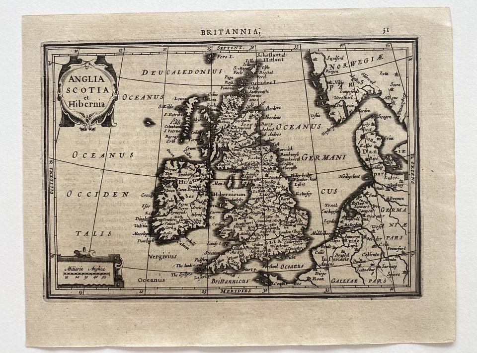 ANTIQUE MAP Anglia Scotia et Hebernia by  Mercator,  c. 1628 - Image 2 of 3