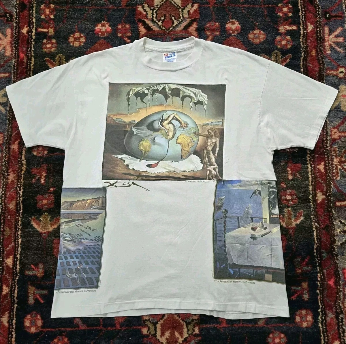 トップス 90s Salvador Dali Museum T shirt XL Vtg 90s Salvador Dali All Over Print T-Shirt XL St