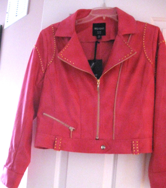 NWT Insight New York  Coral Studded Leather Moto Jacket