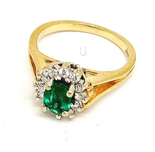 14K GOLD 0.53 CT NATURAL EMERALD DIAMONDS CHILD RING SIZE 3 - Picture 2 of 7