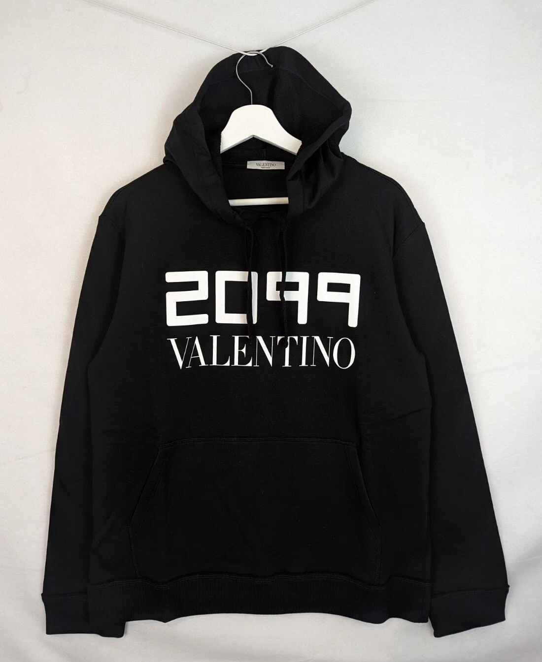 FELPA CON CAPPUCCIO UOMO VALENTINO 2099 STAMPA JERSEY NERO BIANCO TAGLIA M PREZZO AL PUBBLICO £590