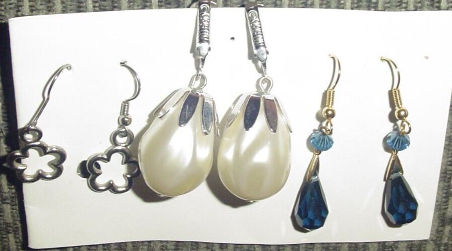 3-Pair Misc Teardrop Pierced Earrings Vintage to Modern Style Perfect for Wear or Gift