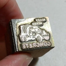 Vintage Letterpress Printing Block Ready Mixed Concrete Truck