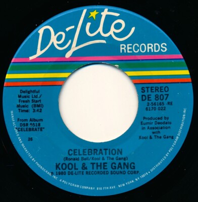 KOOL & THE GANG - CELEBRATION / MORNING STAR - DE-LITE DE-807 - 45 Record VG