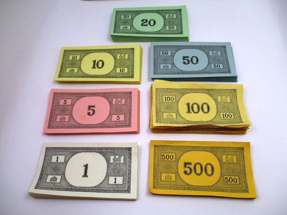 Vintage Monopoly Game Pieces MONEY Stack NO DATE Heavy Use / Wear - Image 4 of 4