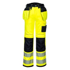 Image of PORTWEST PW3 Hi-Vis Holster Pocket Work Trousers Safety Work Pants -Yellow/Black