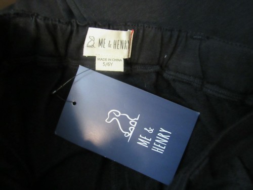 Pantalones Jersey Me & Henry Negros Puño Enrollado Cintura Trasera Elástica Niños Talla 5/6 Nuevos con Etiquetas - Imagen 3 de 4