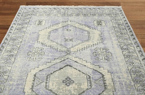 6'7''x9'6'' Gray Hand Knotted Traditional Oushak Wool Area Rug - Picture 4 of 8