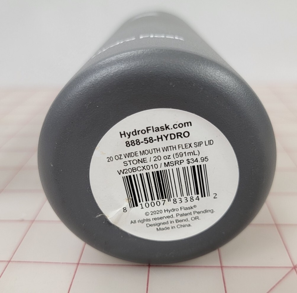 Hydro Flask 20 oz Stone Gray Wide Mouth Water Bottle Insulated Loop Cap |  eBay