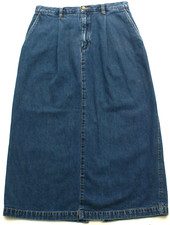 Vintage Eddie Bauer Denim Jean Skirt Womens 10P, Pleated Midi/Long, waist 29"