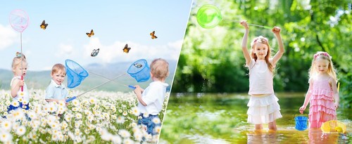 4 Stück Kescher Kinder, Teleskop Schmetterlingsnetz mit 2 Faltbarer Eimer, - Bild 7 von 7