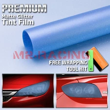 12"x48" Matte Glitter Light Blue Tint Headlight Taillight Fog Light Vinyl Film