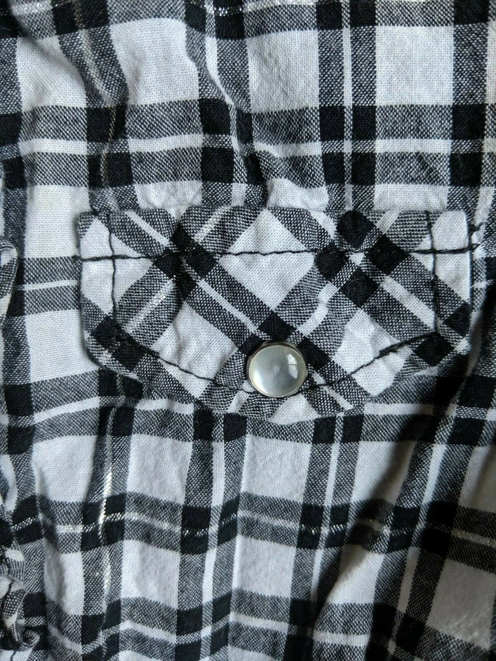 Размер 4 5 Xhilaration черный белый серебро длинным рукавом платье рубашка на пуговицах девочка - Изображение 3 из 4