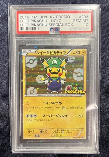 PSA 10 POKEMON CARD LUIGI PIKACHU PROMO 295/XY-P MARIO SPECIAL BOX