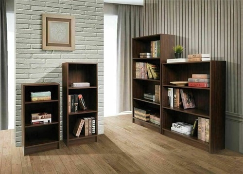TAD | Essentials Walnut Colour 3 Tiers Low Wide Bookcase Shelving Unit - Picture 5 of 5