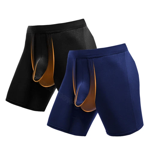 1-3PCS Mens Underwear Dual Pouch Trunks Separation Pouch Bulge Boxer Briefs - Picture 26 of 34