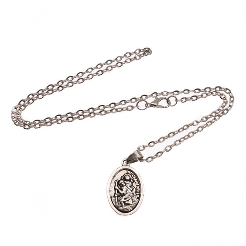 Collar colgante de cadena de 18" medalla de plata ovalada Saint St Christopher Protect Us - Imagen 10 de 12