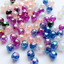 250 pcs Acrylic Plastic AB Faceted Round 6mm Beads