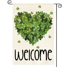 St Patricks Day Garden Flag 12x18 Inch Double Sided Outside, Lucky Clover Shamr
