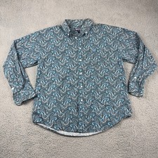 Panhandle Men's Large Blue Paisley Button-Down Long Sleeve Western Shirt