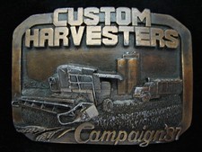 PC11110 VINTAGE 1987  CUSTOM HARVESTERS  TRACTOR BRASSTONE BELT BUCKLE