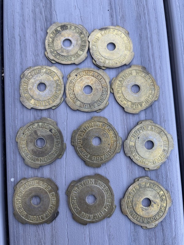 Lot of 8 Vintage Webster Chicago Corporation Metal 45 RPM Record Adapters