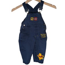 VTG Y2K Disney Winnie the Pooh Dark Blue Overalls 24M Kids Toddler Football