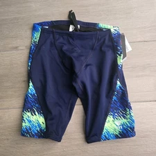 TYR Durafast PERSEUS Boy's Men's Jammer Blue Green Swimwear Swimsuit Size 28 New