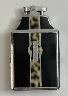 1936 Ronson Art Metal Works Cigarette Case & Lighter Black Enamel Tortoise